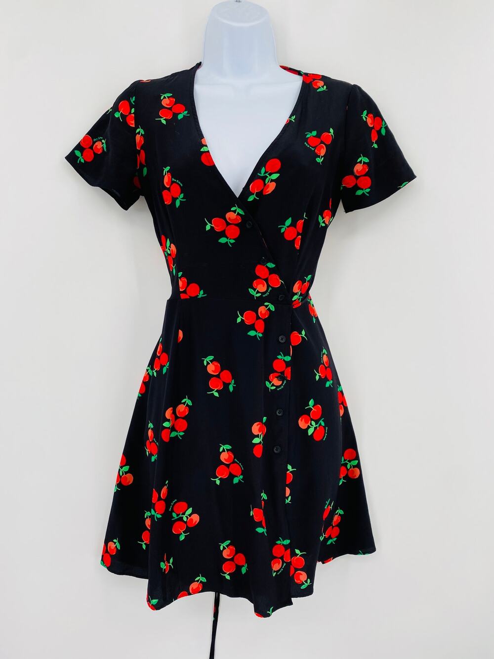 From Future black cherry silk wrap button mini dress